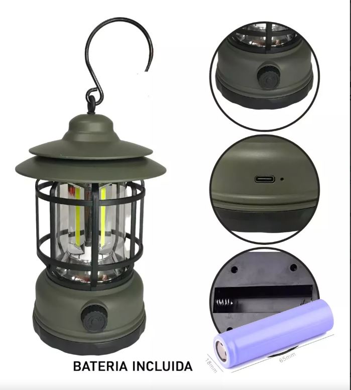 Farol de Camping Vintage Recargable: Estilo y funcionalidad para tus aventuras