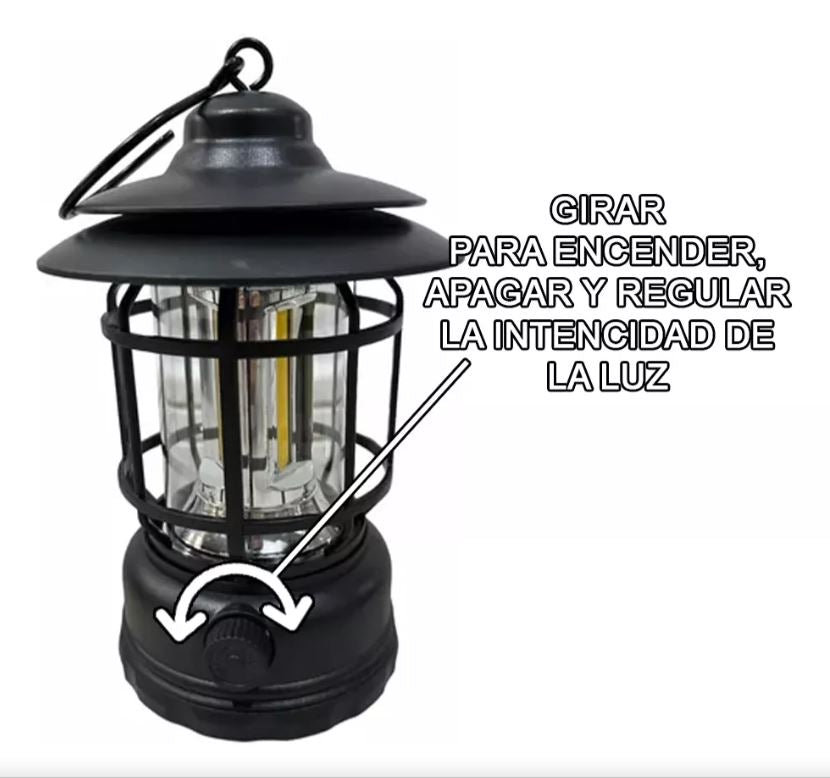 Farol de Camping Vintage Recargable: Estilo y funcionalidad para tus aventuras